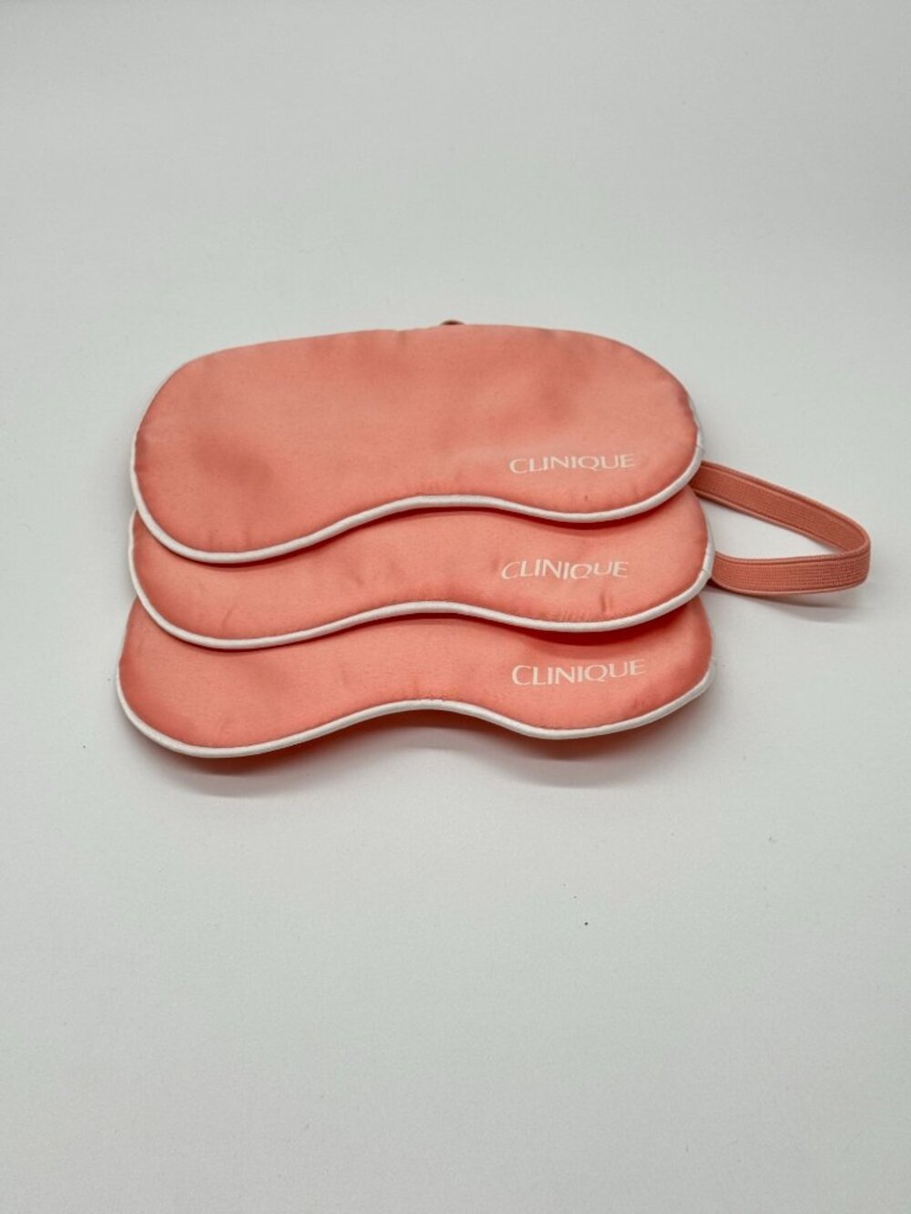 3 x Clinique Plush Pink Stain White Trim Eye Mask Sleep Eyemask Silky